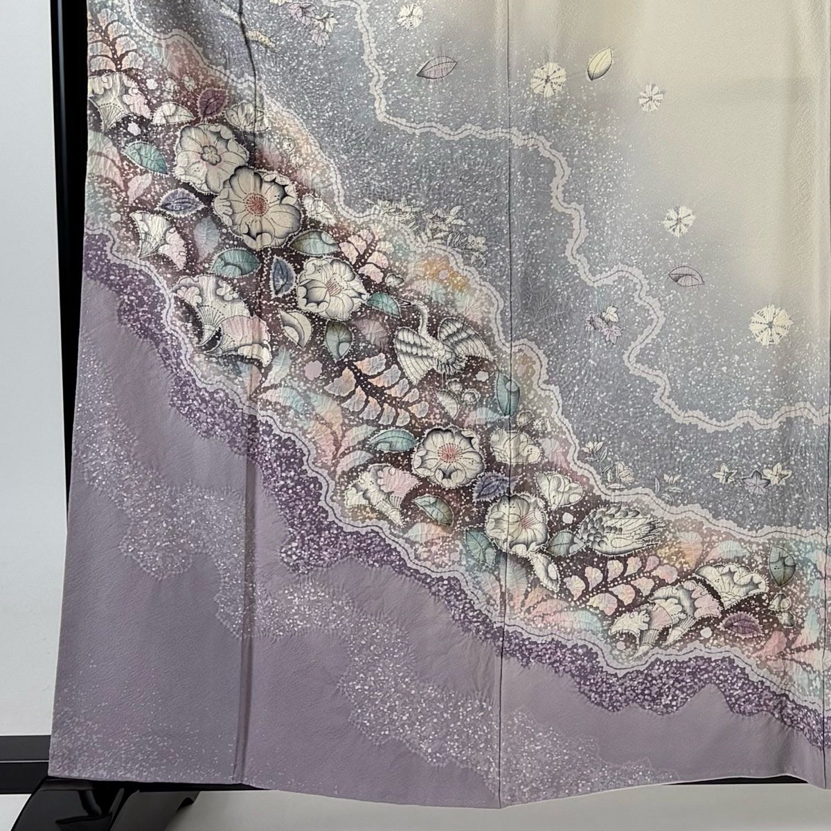 訪問着 身丈160.5cm 裄丈66.5cm M 袷 翠山工房 落款あり 鳥 辻が花 訪問着 身丈160.5cm 裄丈66.5cm M 袷 翠山工房 落款あり 鳥 辻が花