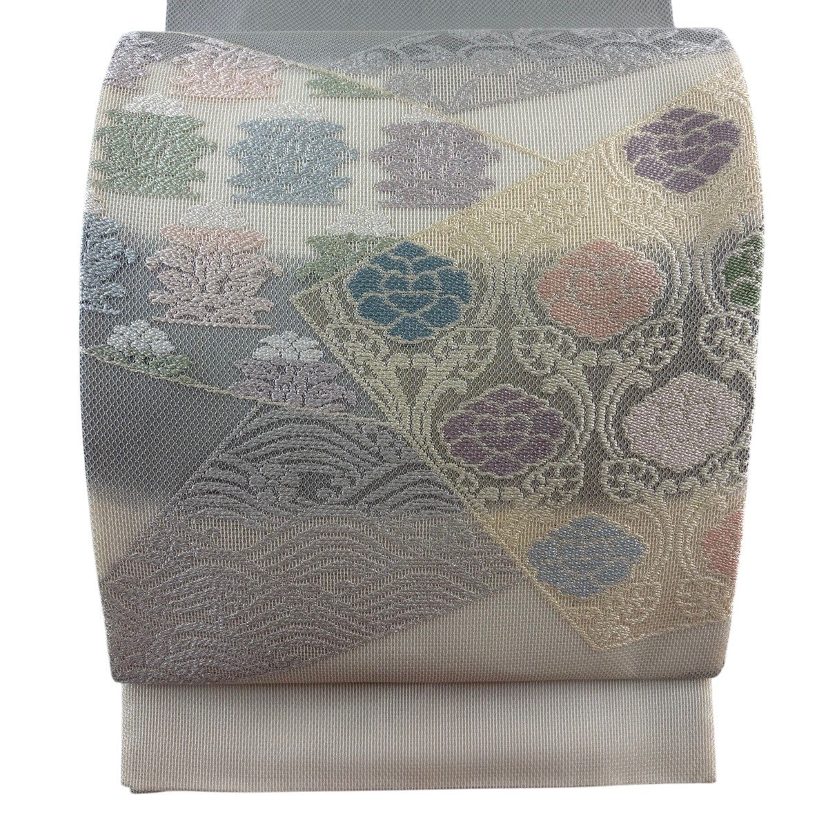 美品】 袋帯 秀品 鳥 草花 相良刺繍 赤 お太鼓柄 正絹｜中古・古着
