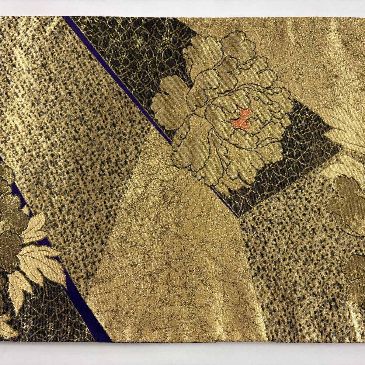 袋帯 秀品 牡丹 金糸 箔 金色 全通 正絹｜中古・古着・リサイクル着物