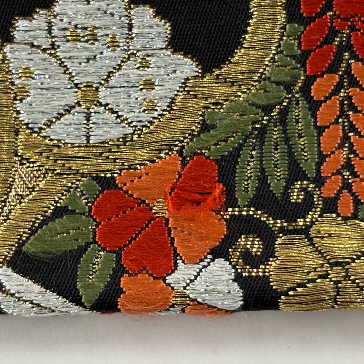 美品】 袋帯 秀品 桜 鶴 金糸 唐織 金色 六通 正絹｜中古・古着