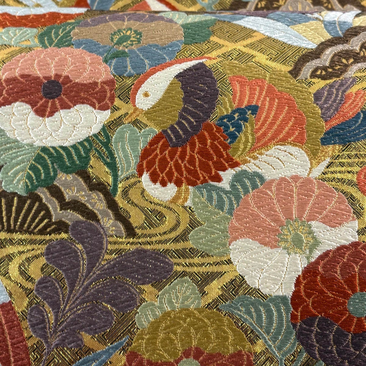袋帯 秀品 鴛鴦 菊 唐織 箔 金色 六通 正絹｜中古・古着・リサイクル
