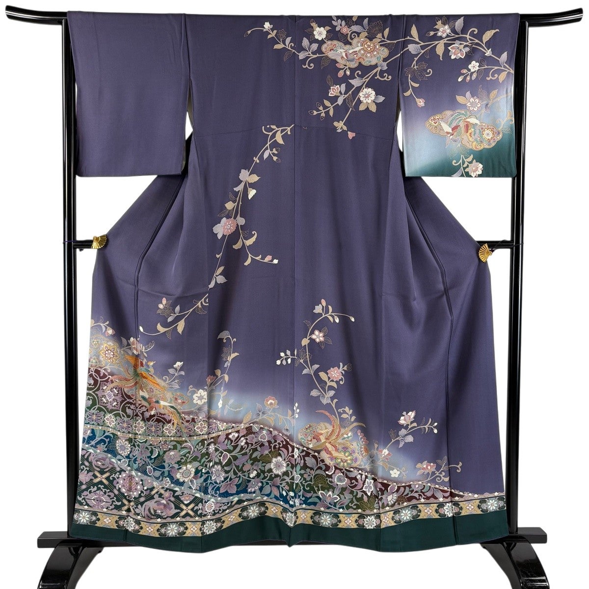 ★専用★美品 訪問着 濃青 風景 ヨーロッパ 身丈160cm 裄丈65.5cm 訪問着 身丈159cm 裄丈64.5cm M 袷 鳳凰 花唐草 金糸 金彩 紫 正絹 秀
