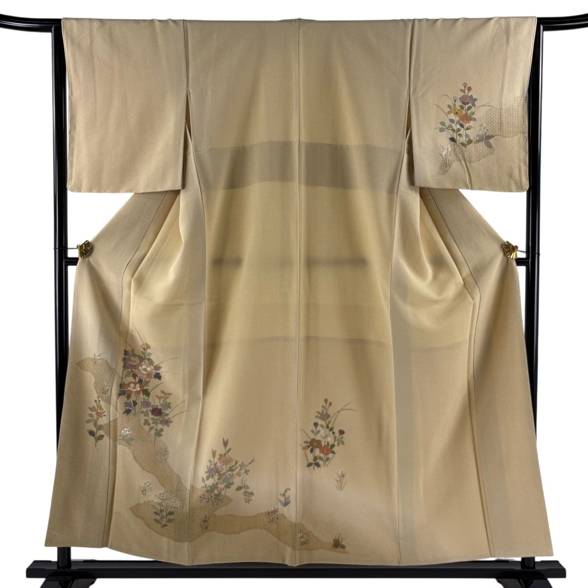 【美品】 付下げ 身丈165cm 裄丈64.5cm 正絹 秀品 【中古】 付下げ 身丈165cm 裄丈66cm M 袷 陶彩染 幾何学 薄茶色 正絹 秀品