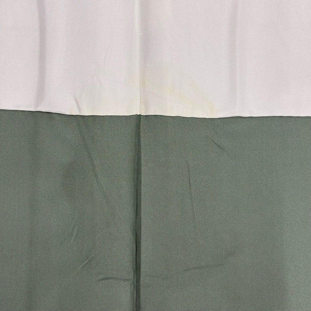 紬 身丈164cm 裄丈67cm M 袷 草花 幾何学模様 灰緑 正絹 秀品｜中古