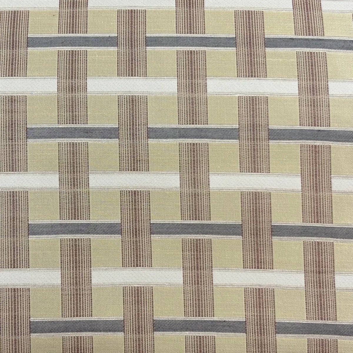 美品】 名古屋帯 逸品 野蚕糸 幾何学模様 ベージュ 正絹｜中古・古着