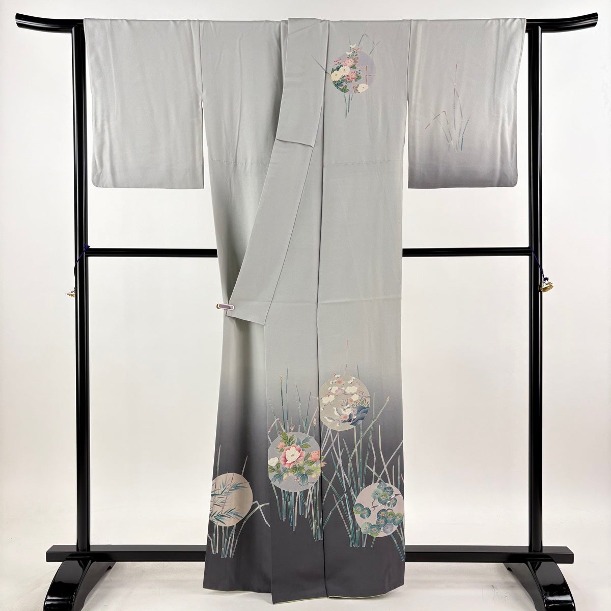 訪問着 身丈163cm 裄丈64.5cm M 袷 田村哲彦 落款あり 松梅 鳥 ぼかし