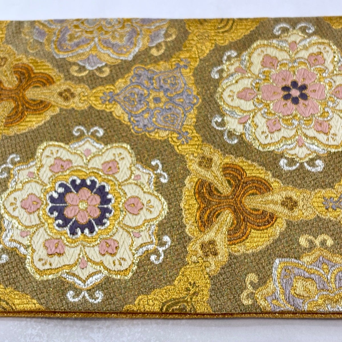 美品】 袋帯 逸品 誉田屋源兵衛 落款あり 純金 華文 箔 唐織 金色 六通