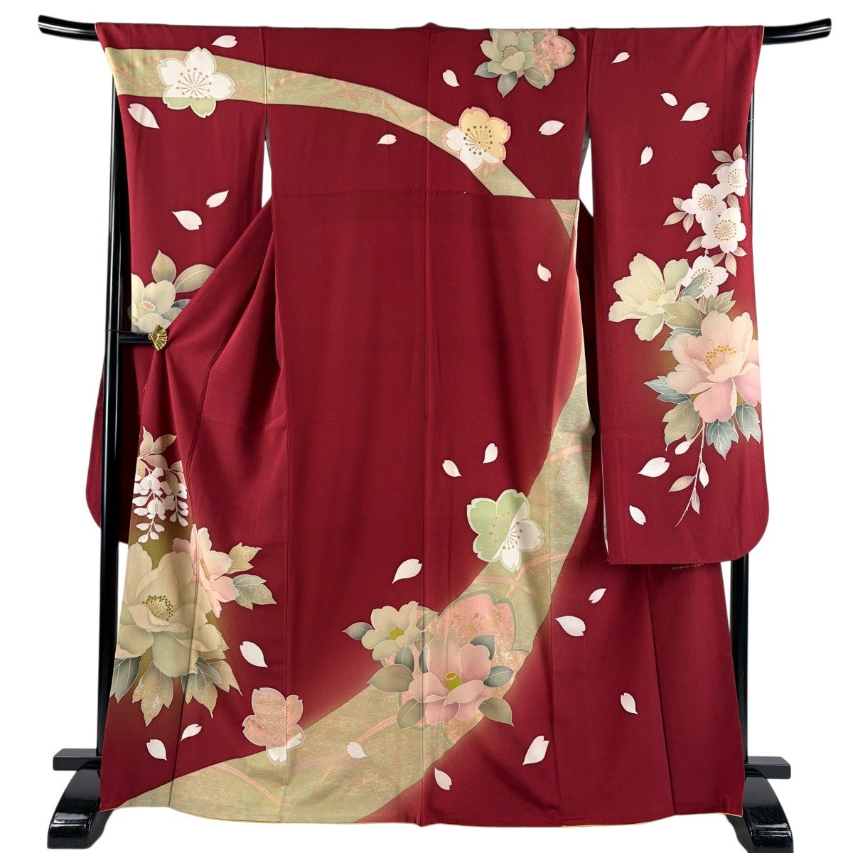 振袖 身丈171cm 裄丈70cm L 袷 斉藤三才 落款あり 鳥 桜 金銀糸 
