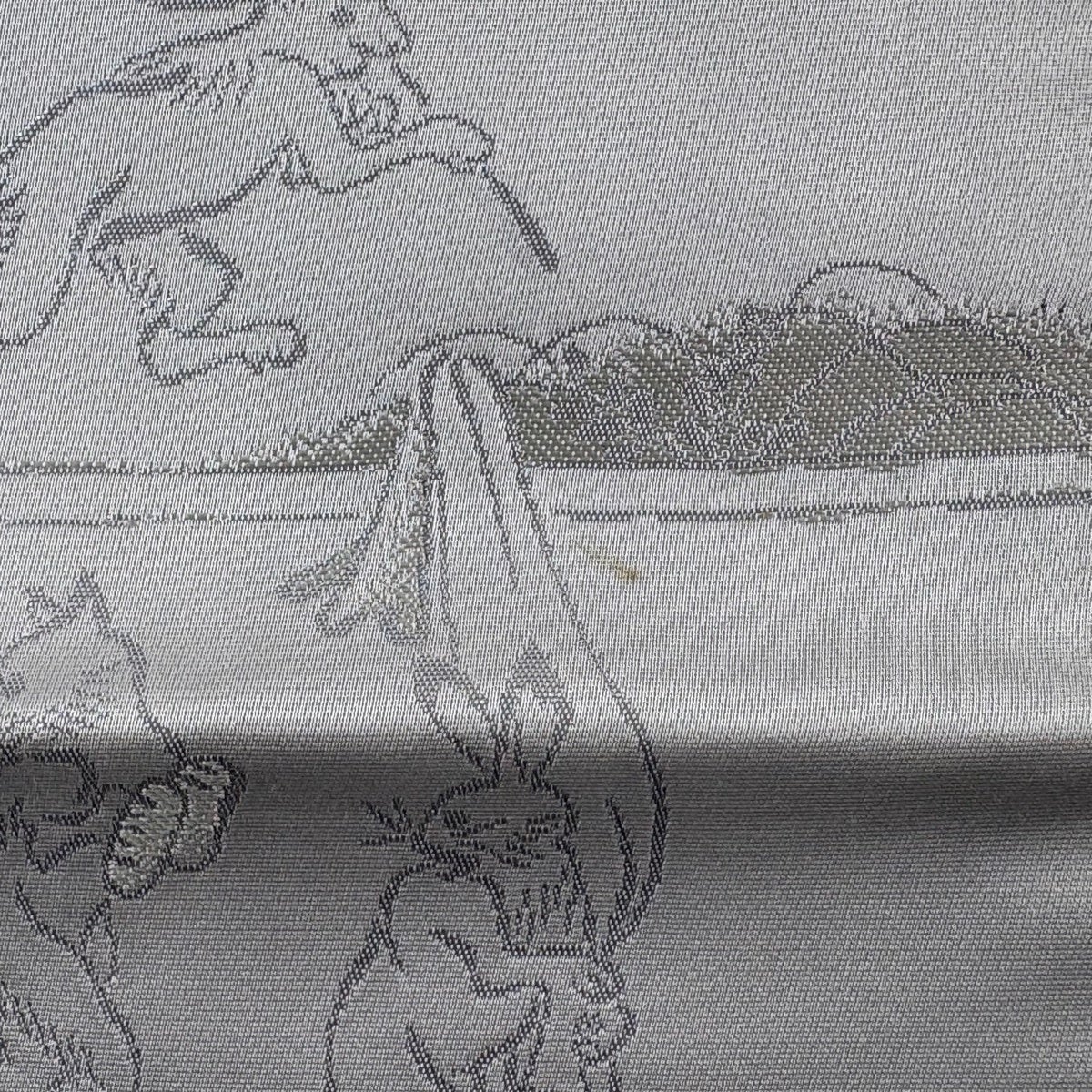 美品】 名古屋帯 逸品 鳥獣戯画 鳥獣戯画 灰色 正絹｜中古・古着