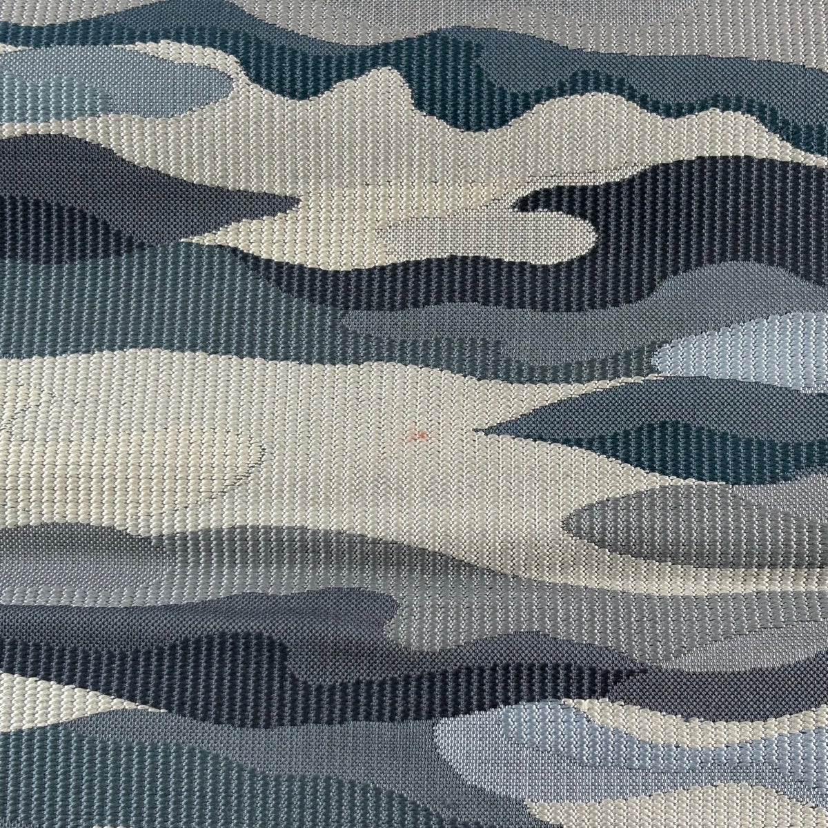 袋帯 逸品 藍染苑 本藍染糸織 葉柄 霞 青灰色 六通 正絹｜中古・古着