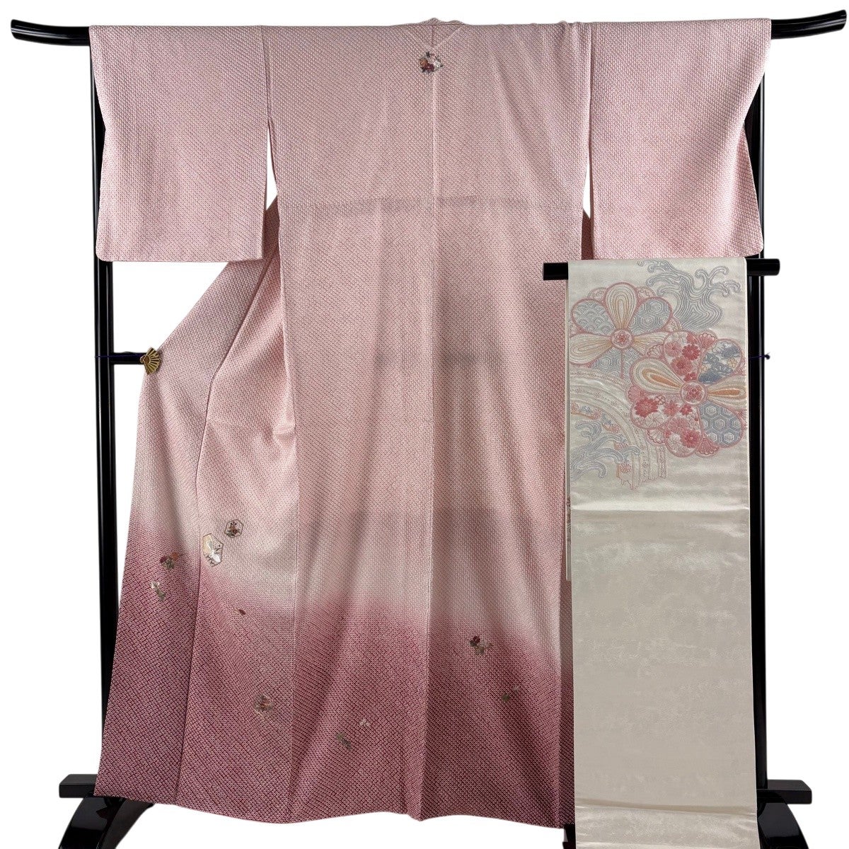 美品】 付下げ 身丈164cm 裄丈67.5cm L 袷 袋帯セット 草花 うさぎ