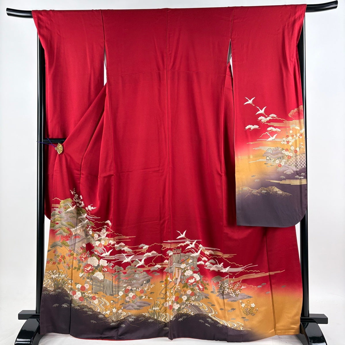 振袖 着物 中古 正絹 地模様 松竹梅模様 赤色 身丈166.5cm 裄68cm L トール きもの北條 A1152-1 楽天市場】【 中古 】 振袖 着物 リサイクル 正絹 フォーマル 金駒刺繍