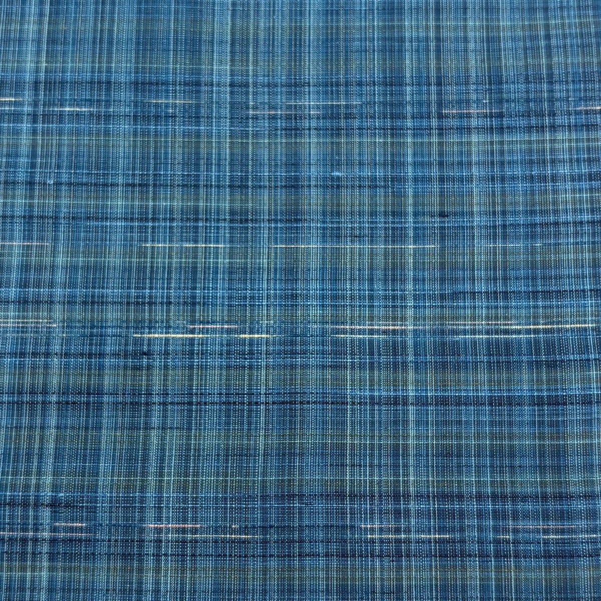 反物 秀品 紬 格子 青緑 正絹｜中古・古着・リサイクル着物通販