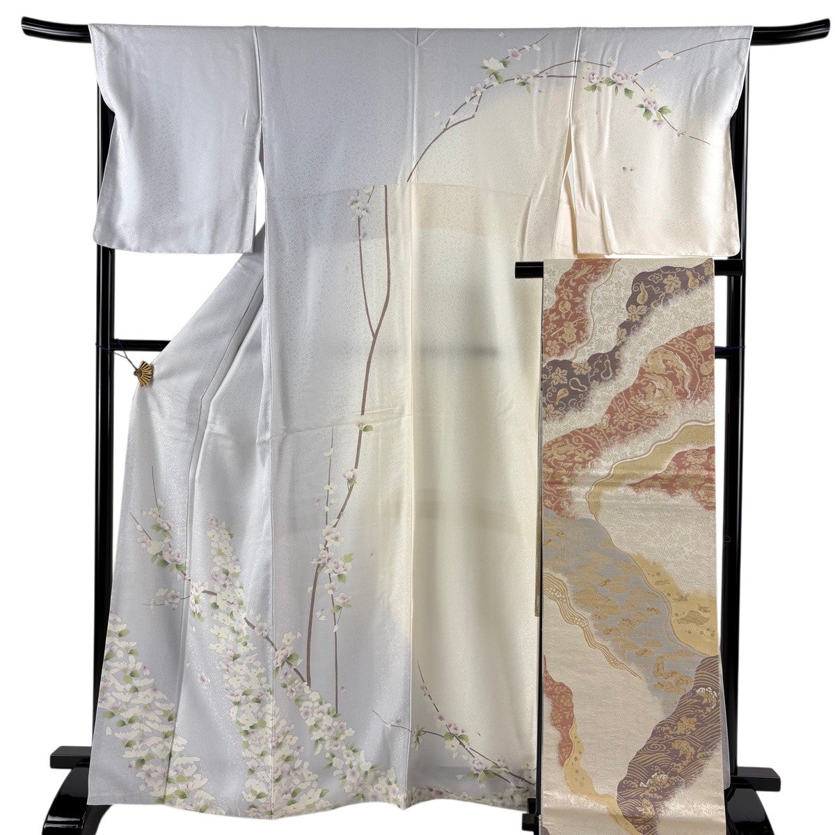 美品】 紬 身丈161cm 裄丈67cm M 袷 名古屋帯セット 証紙あり 色 幾何