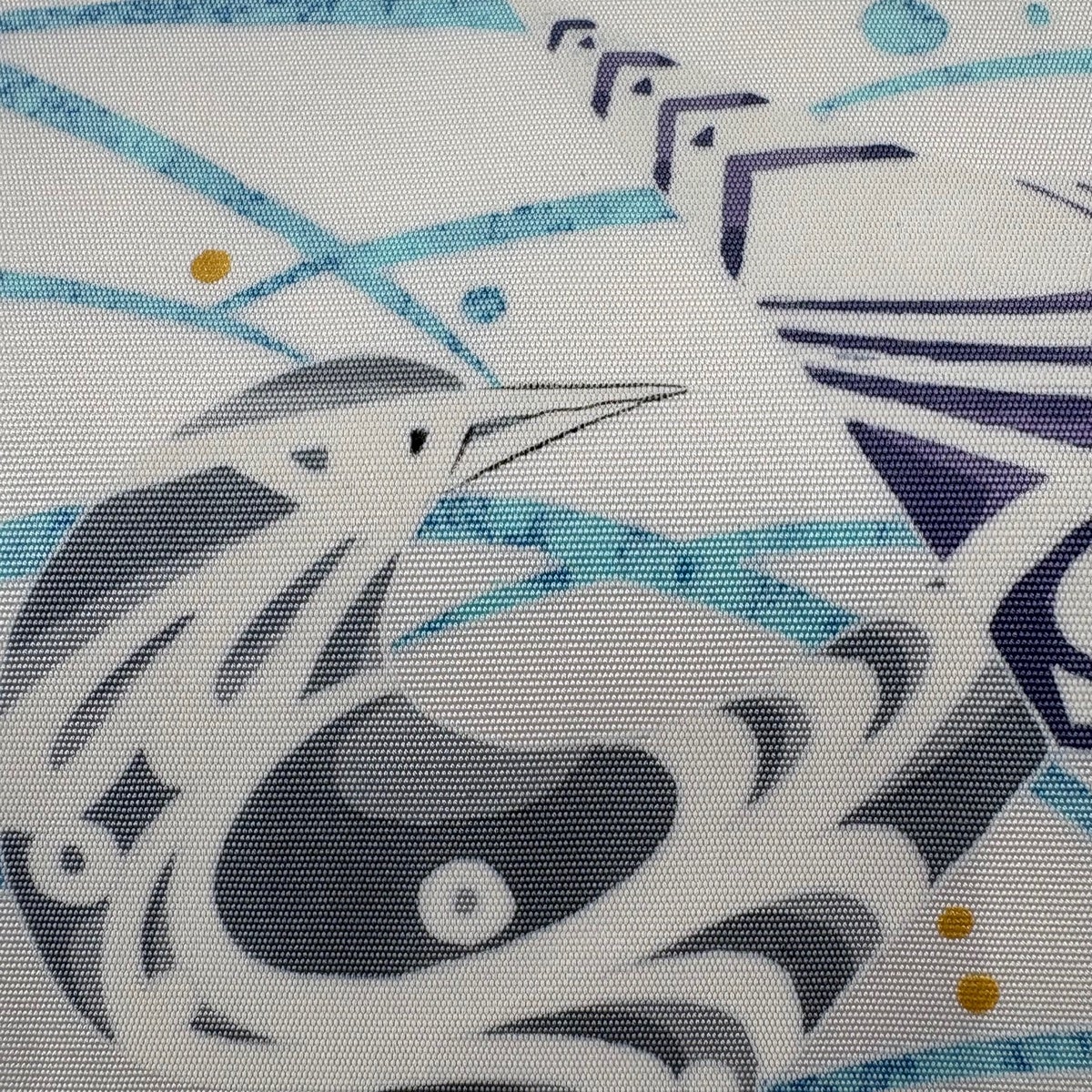 名古屋帯 秀品 落款あり 鳥 水しぶき 水色 正絹｜中古・古着