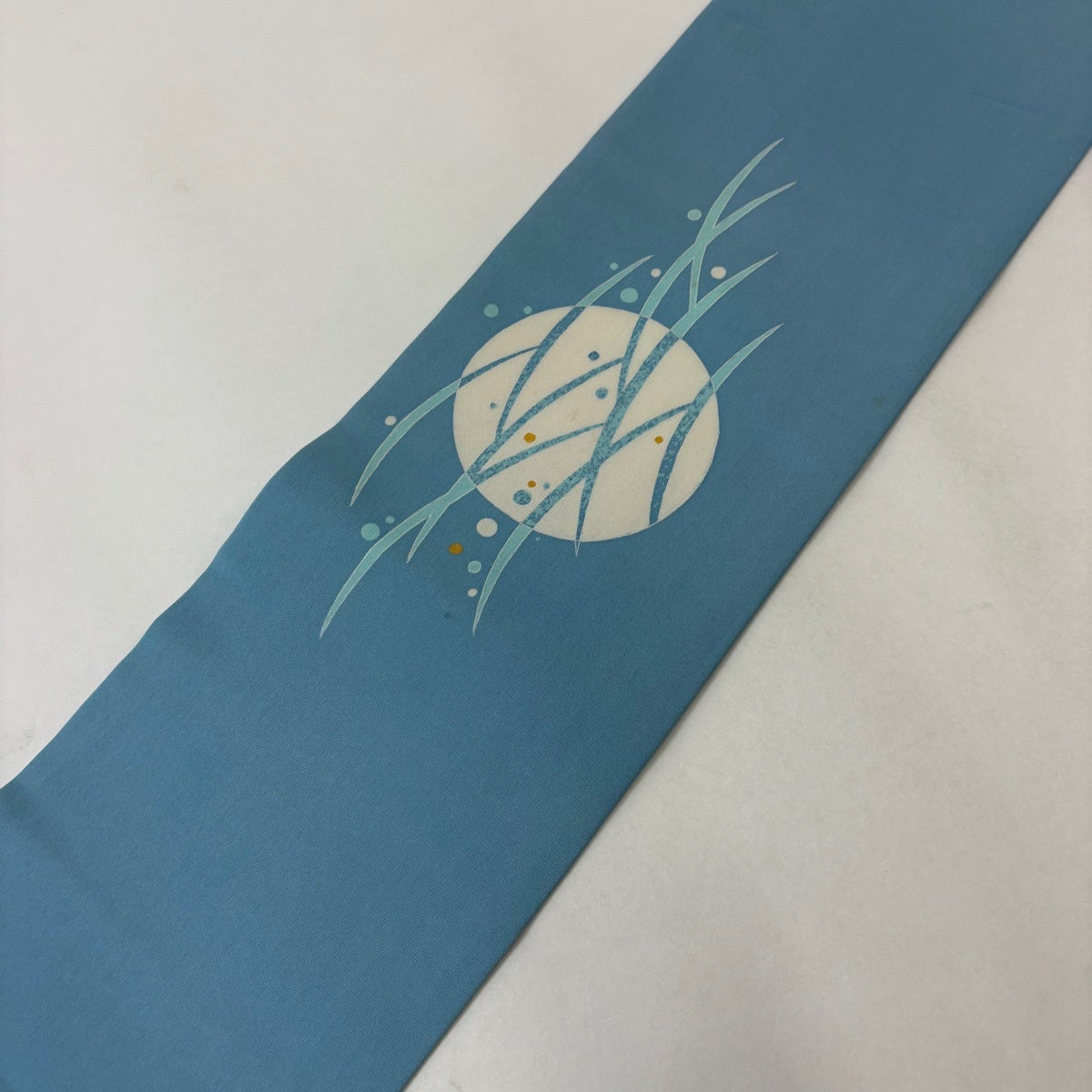 名古屋帯 秀品 落款あり 鳥 水しぶき 水色 正絹｜中古・古着