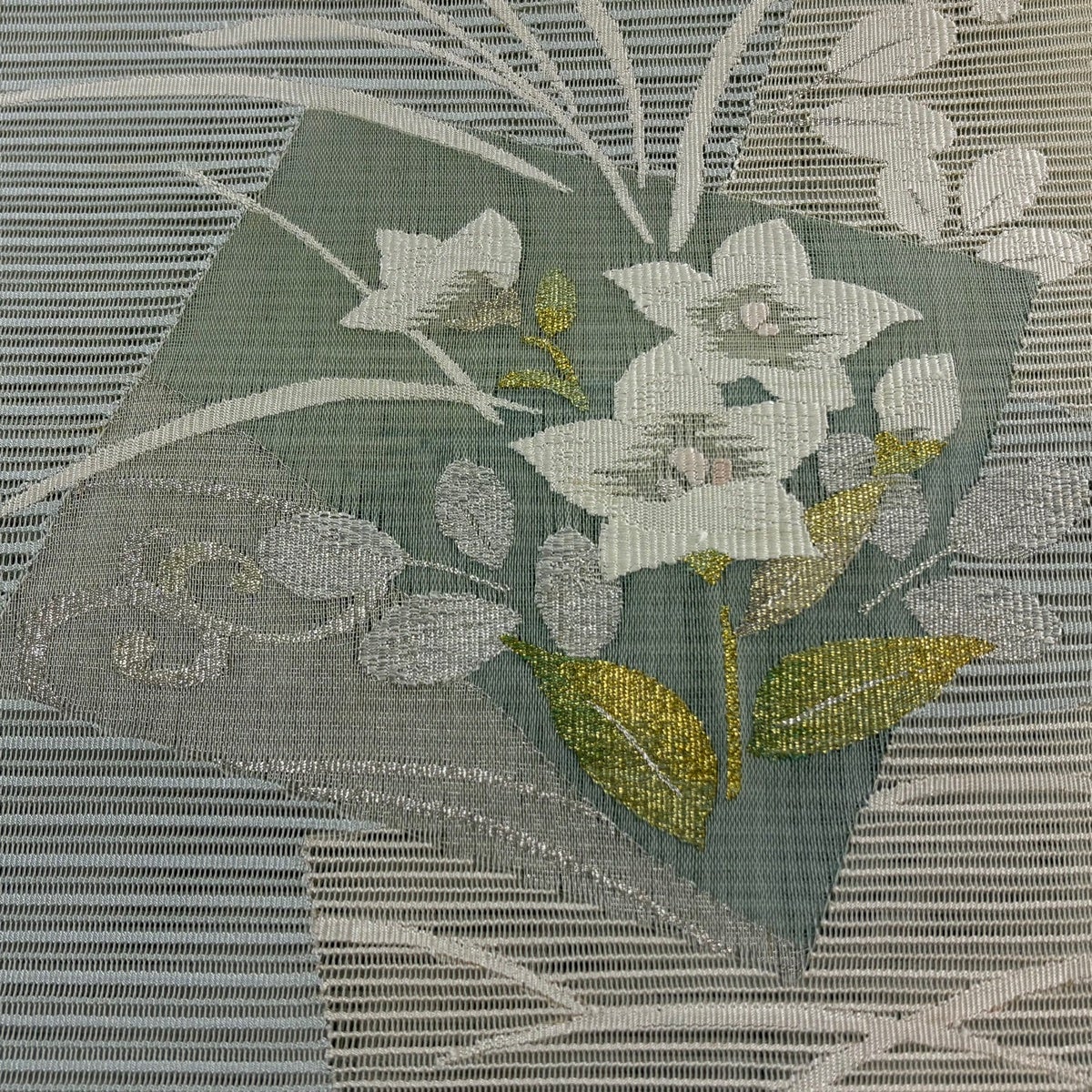 名古屋帯 秀品 夏帯 絽 八寸名古屋帯 松葉仕立て 鈴乃屋 桔梗 ススキ