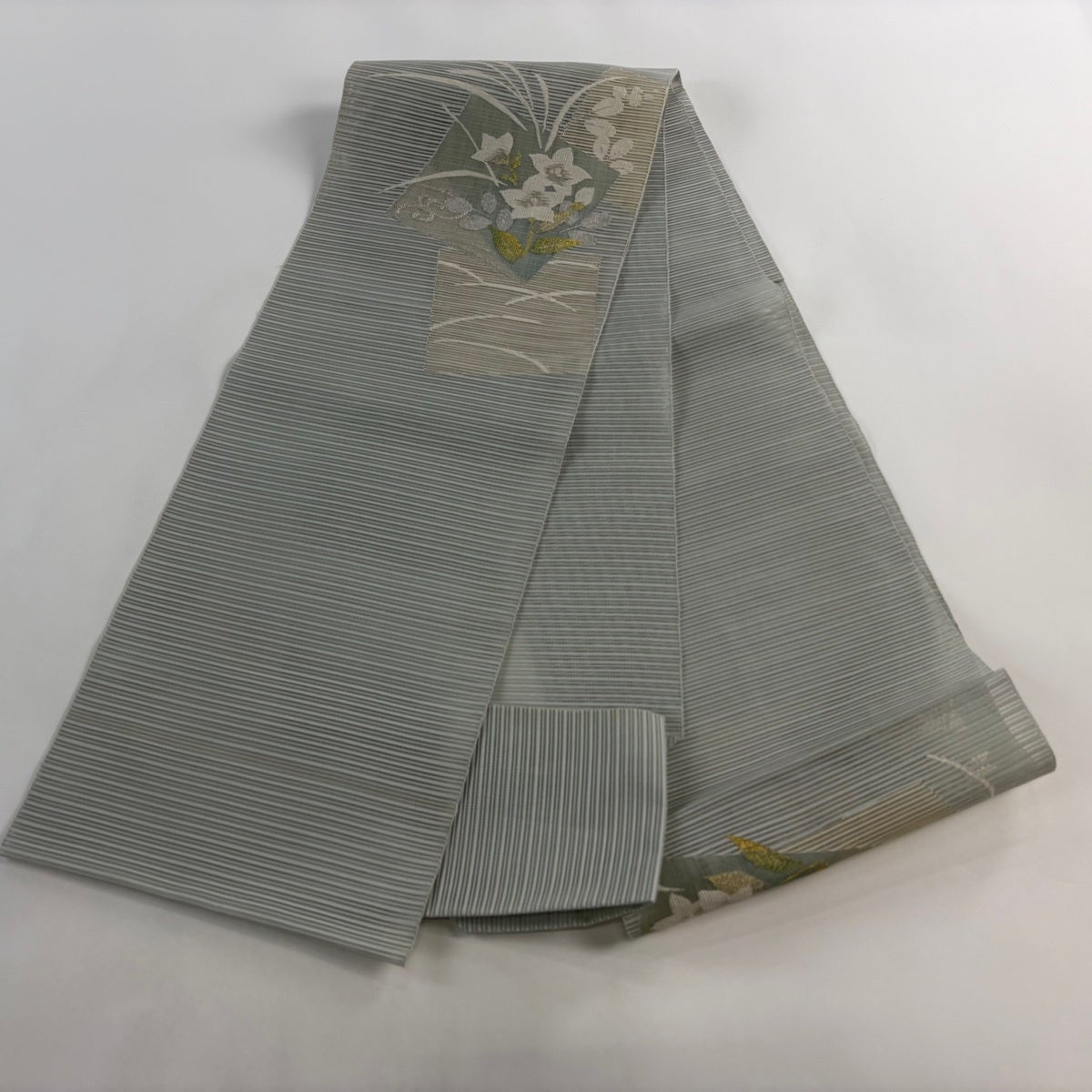 名古屋帯 秀品 夏帯 絽 八寸名古屋帯 松葉仕立て 鈴乃屋 桔梗 ススキ