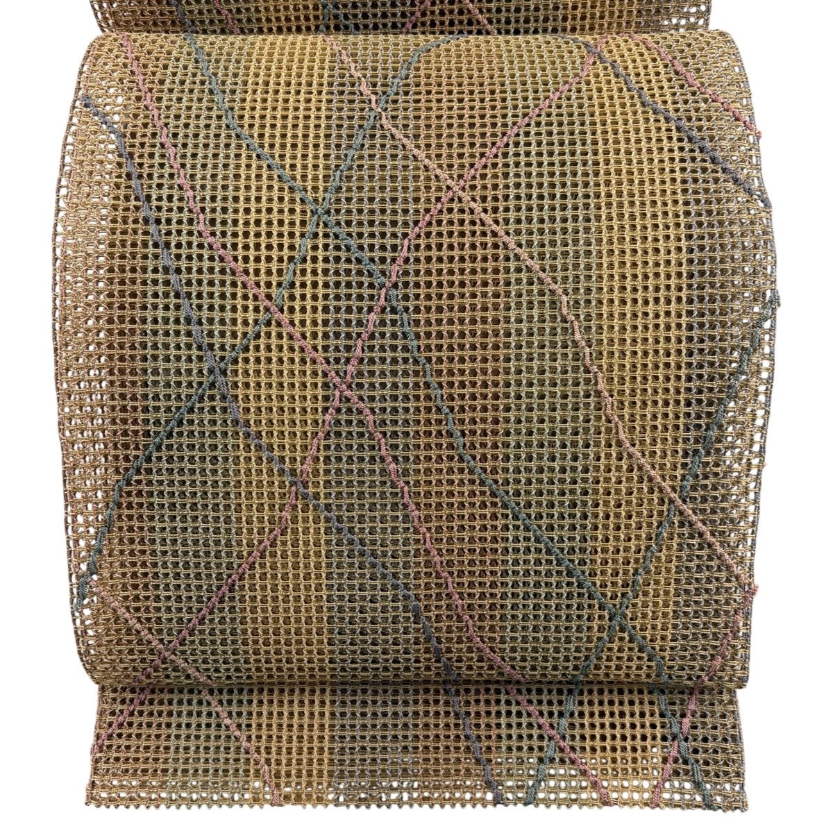 美品】 名古屋帯 秀品 夏帯 羅織 八寸名古屋帯 トンネル仕立て 幾何学