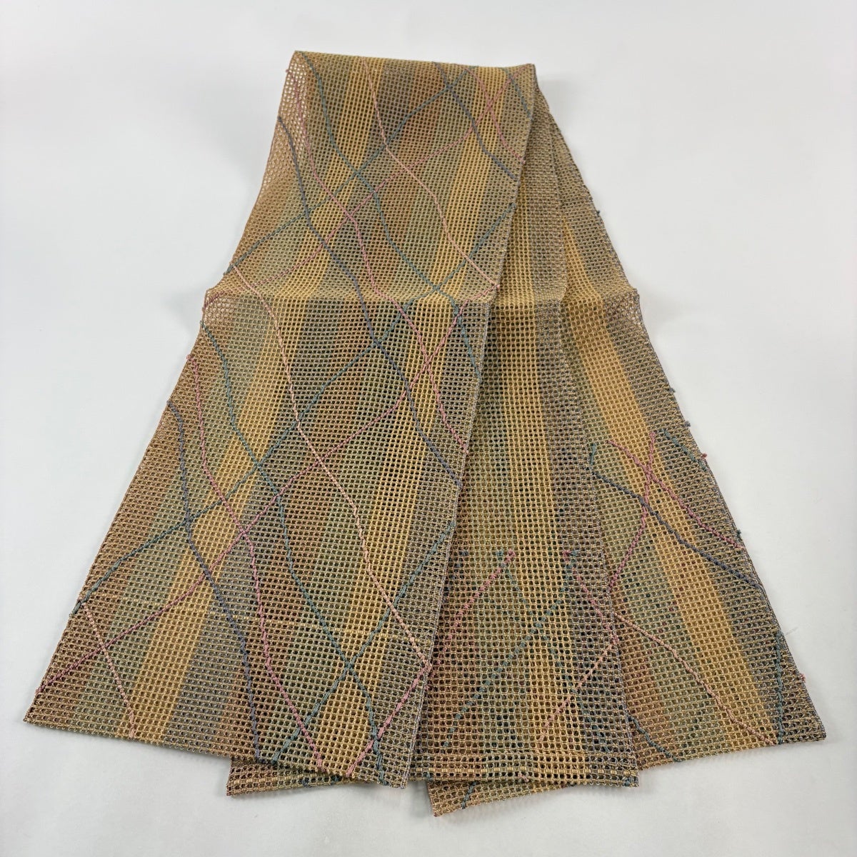美品】 名古屋帯 秀品 夏帯 羅織 八寸名古屋帯 トンネル仕立て 幾何学