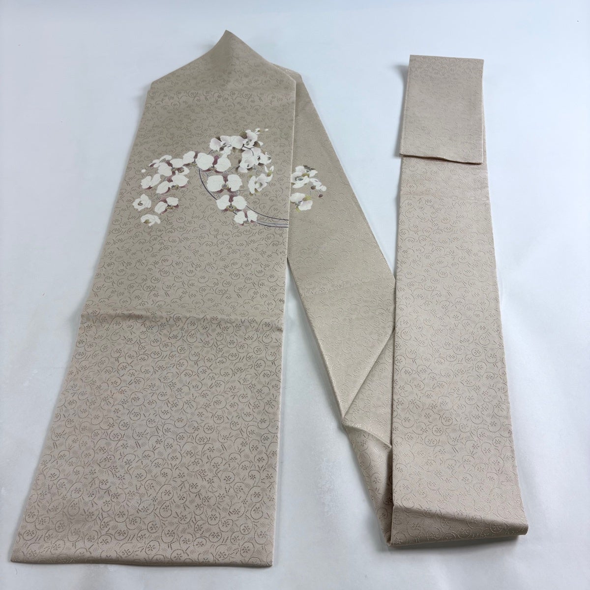名古屋帯 逸品 胡蝶蘭 ベージュ 正絹｜中古・古着・リサイクル着物通販