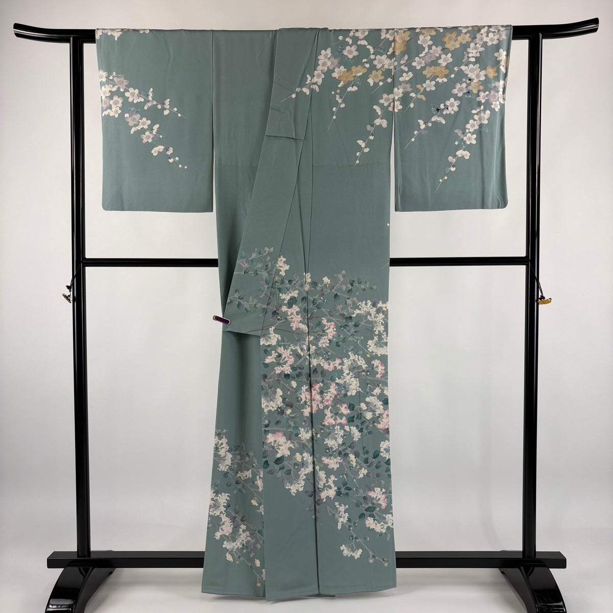 訪問着 身丈161cm 裄丈64.5cm M 袷 枝桜 刺繍 ぼかし 薄紫 正絹 逸品