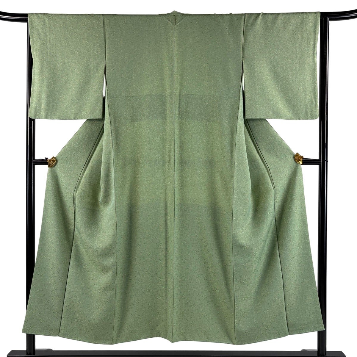 美品】 お召 身丈167cm 裄丈67cm M 袷 花唐草 紺色 正絹 逸品｜中古