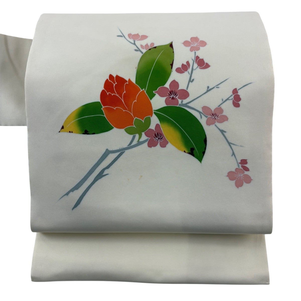 名古屋帯 優品 枝花 薄黄 正絹｜中古・古着・リサイクル着物通販
