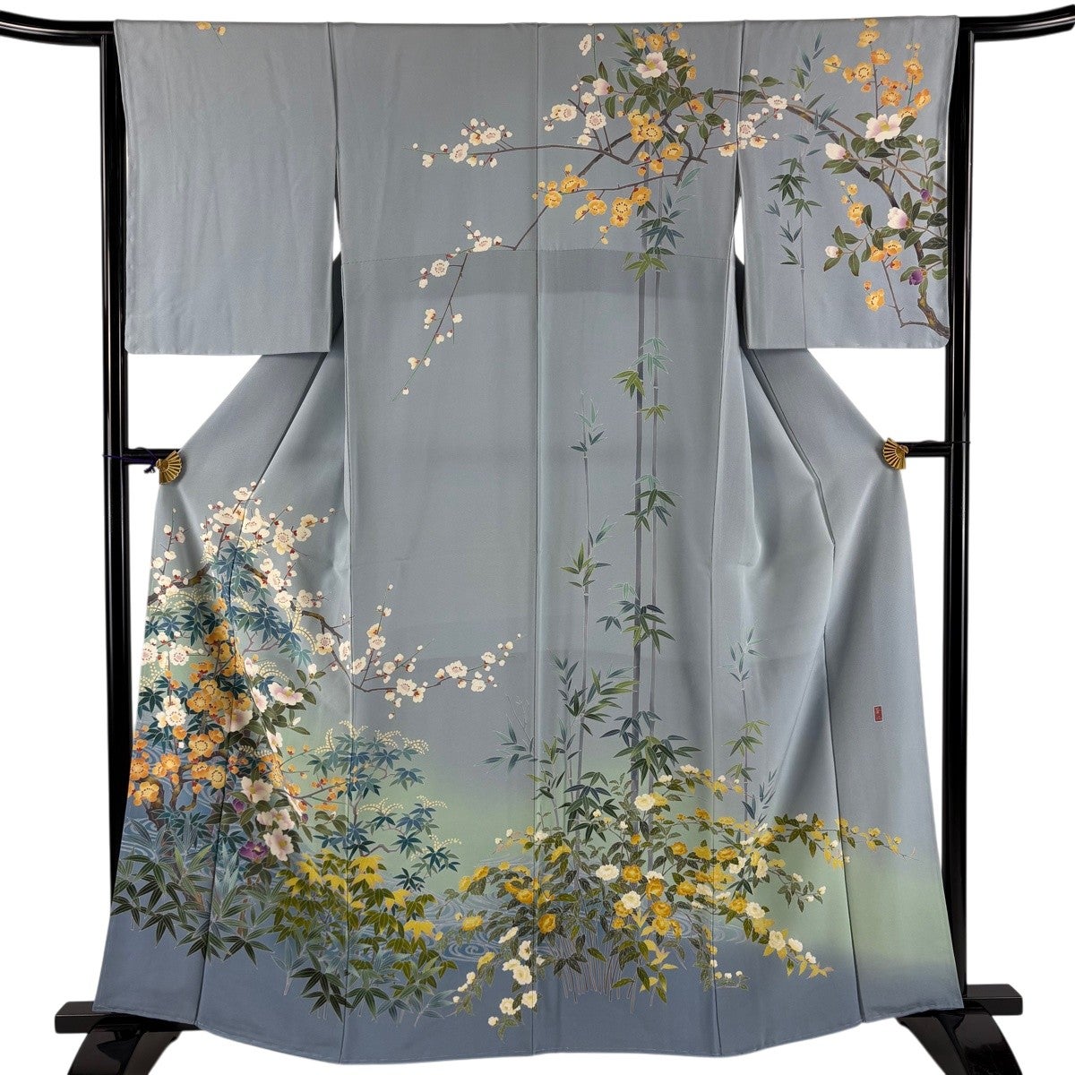 正絹　絞りの訪問着　袷　波花七宝　身幅広め 訪問着 身丈159cm 裄丈63cm S 袷 草花 七宝 ぼかし 刺繍 ピンク