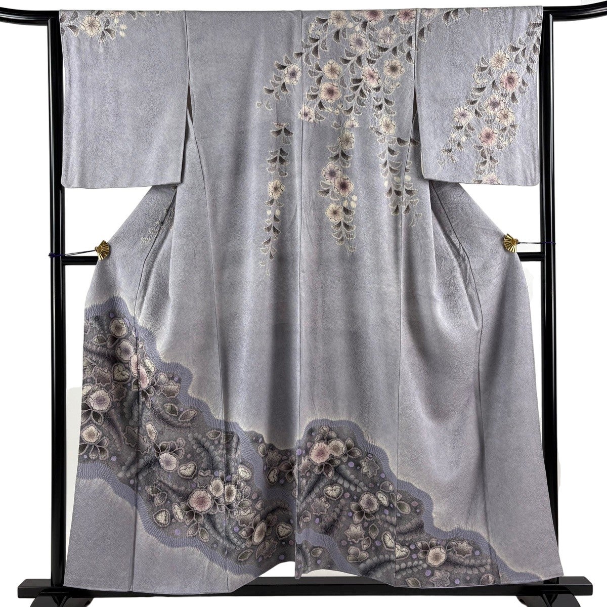 ★専用★訪問着 辻が花 絞り グレー トールサイズ 身丈165cm 裄丈68cm 美品】 訪問着 身丈163cm 裄丈67cm M 袷 落款あり 辻が花柄 銀通し