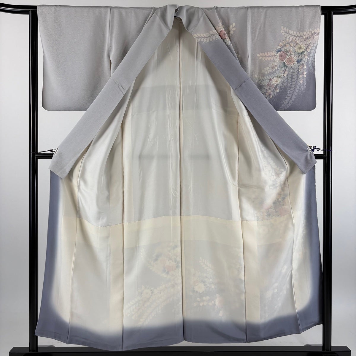訪問着 身丈153.5cm 裄丈62.5cm S 袷 辻が花 染め分け ぼかし 灰色 訪問着 身丈153.5cm 裄丈62.5cm S 袷 辻が花 染め分け ぼかし 灰色