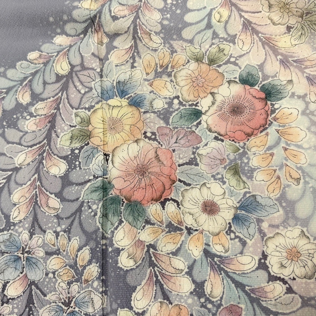 訪問着 身丈153.5cm 裄丈62.5cm S 袷 辻が花 染め分け ぼかし 灰色 訪問着 身丈153.5cm 裄丈62.5cm S 袷 辻が花 染め分け ぼかし 灰色