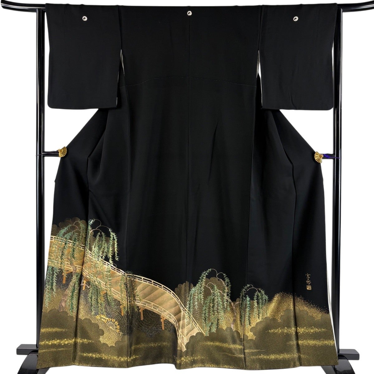 黒留袖 美品 秀品 身丈159cm 裄丈64cm 正絹 【中古】 美品】 黒留袖 身丈163cm 裄丈65.5cm M 袷 落款あり 草花 ぼかし 黒