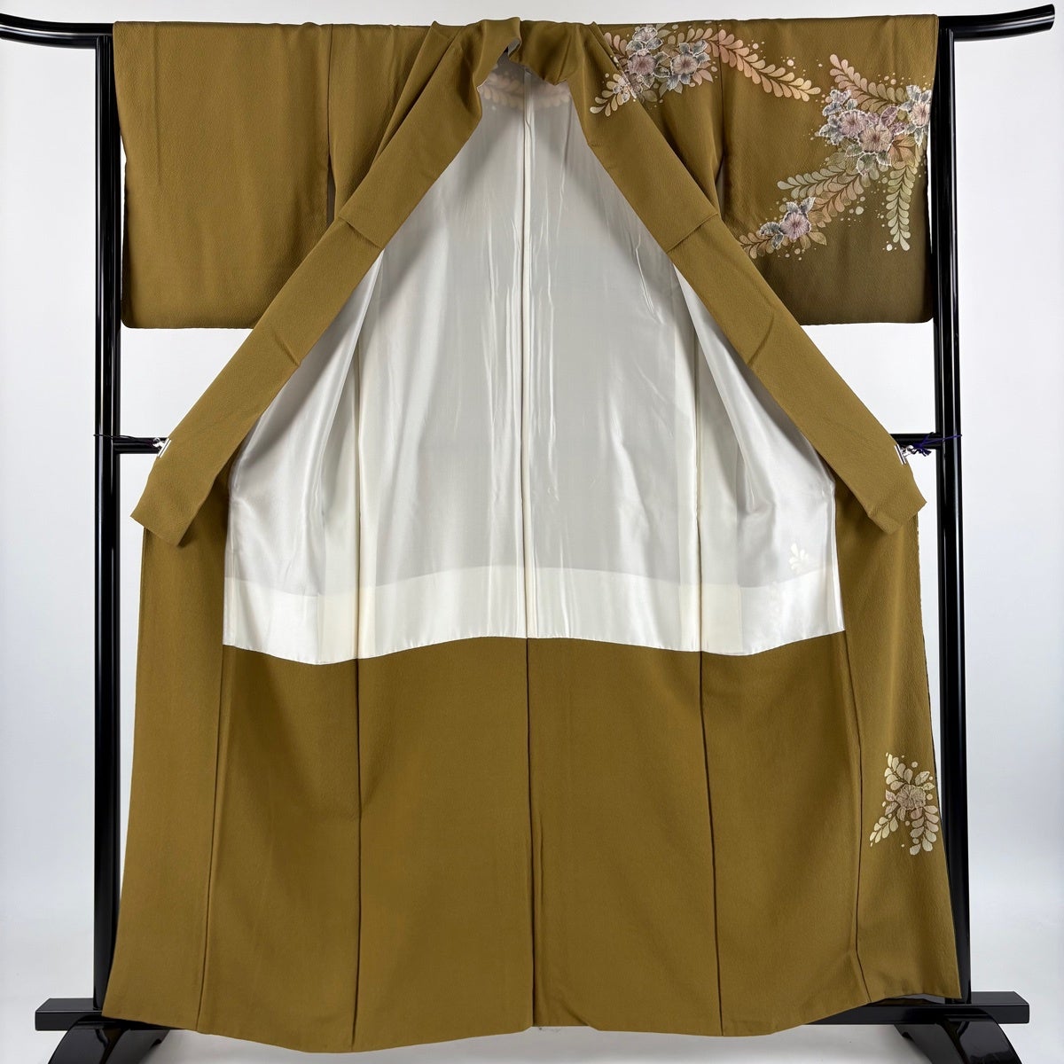 訪問着 身丈170cm 裄丈68.5cm L 袷 辻が花 金彩 ぼかし薄黄土色 美品】 訪問着 身丈159.5cm 裄丈64cm M 袷 落款あり 辻が花 葉 金彩