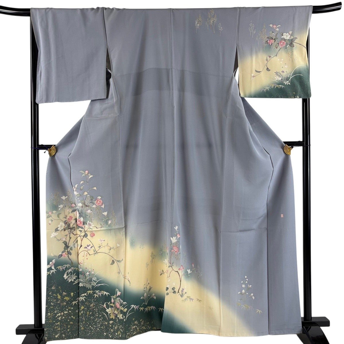 訪問着 身丈167.5cm 裄丈68cm L 袷 落款あり 辻が花 金彩 ぼかし 抹茶