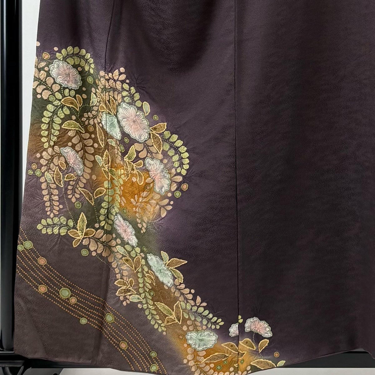 付下げ 身丈158cm 裄丈66.5cm M 袷 辻が花 ぼかし 茶紫 正絹 秀品