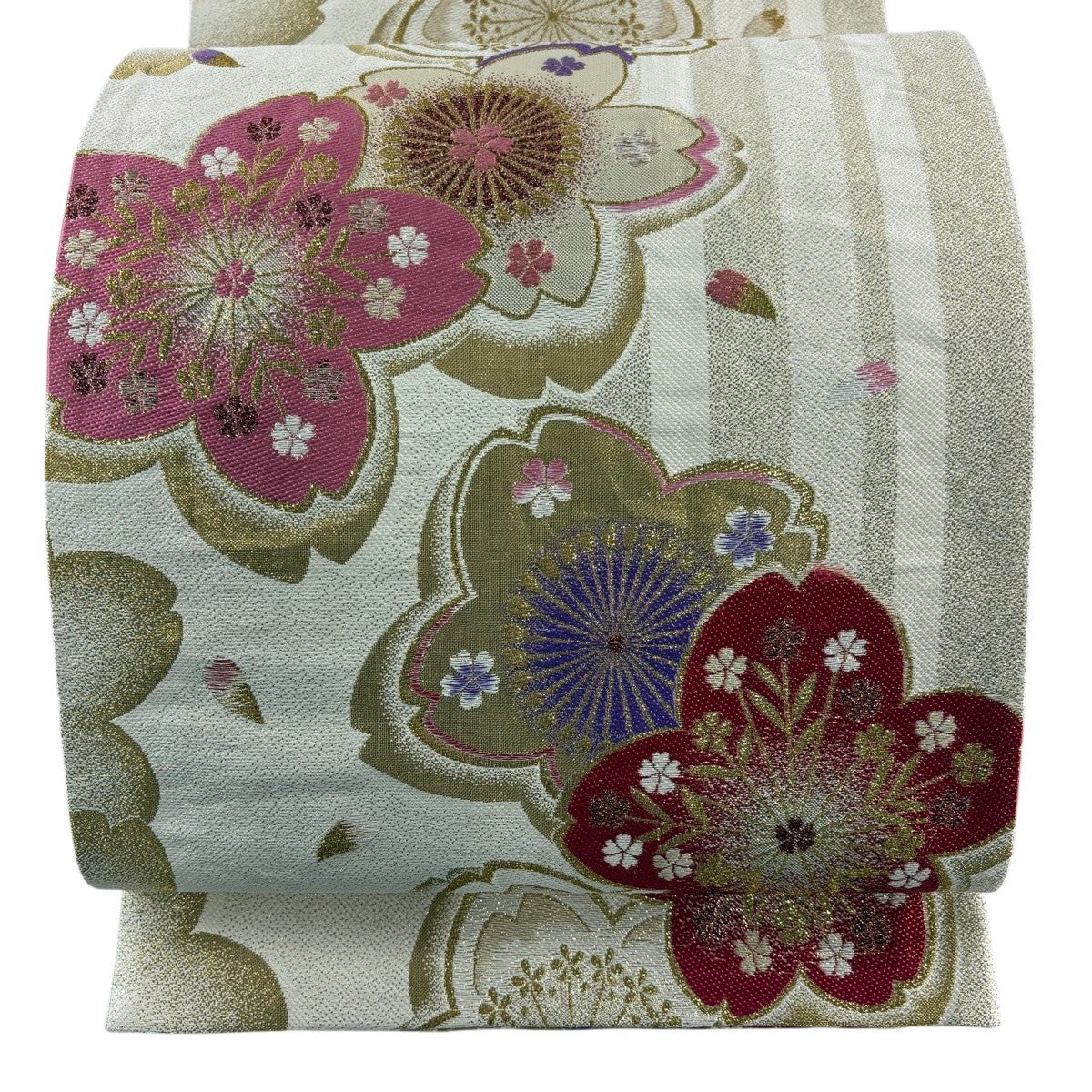 訪問着 身丈156.5cm 裄丈67cm M 袷 桜 花びら 刺繍 金糸 黒 正絹 逸品