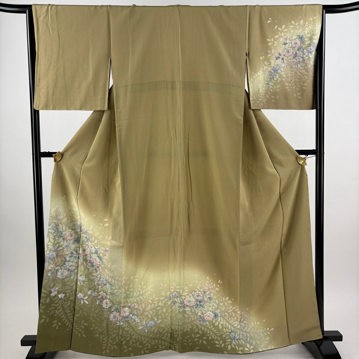 在庫一掃】 訪問着 身丈156.5cm 裄丈65cm M 袷 落款あり 辻が花柄 金彩