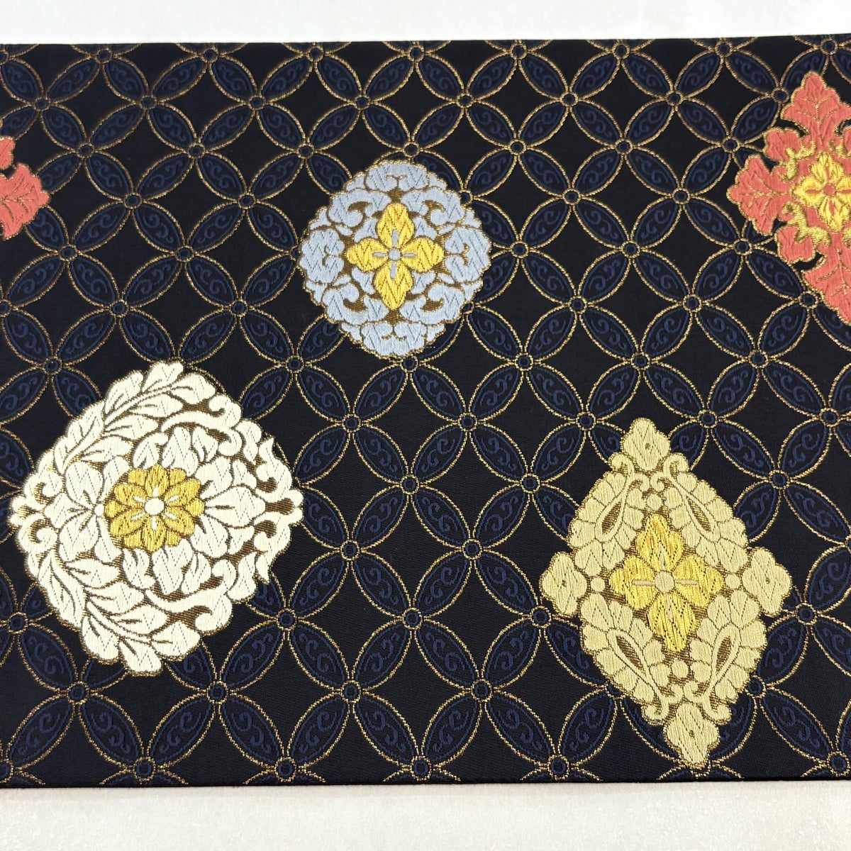袋帯 名品 七宝 花菱 唐織 箔 黒 六通 正絹｜中古・古着・リサイクル