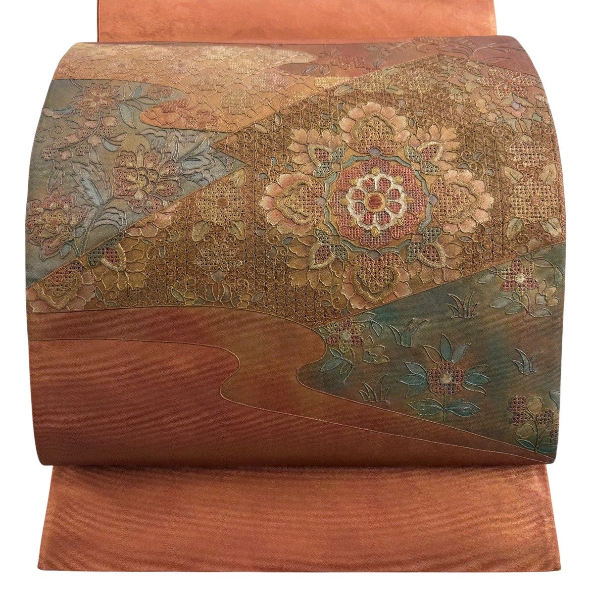 袋帯 秀品 華文 鳳凰 箔 金彩 金色 お太鼓柄 正絹｜中古・古着