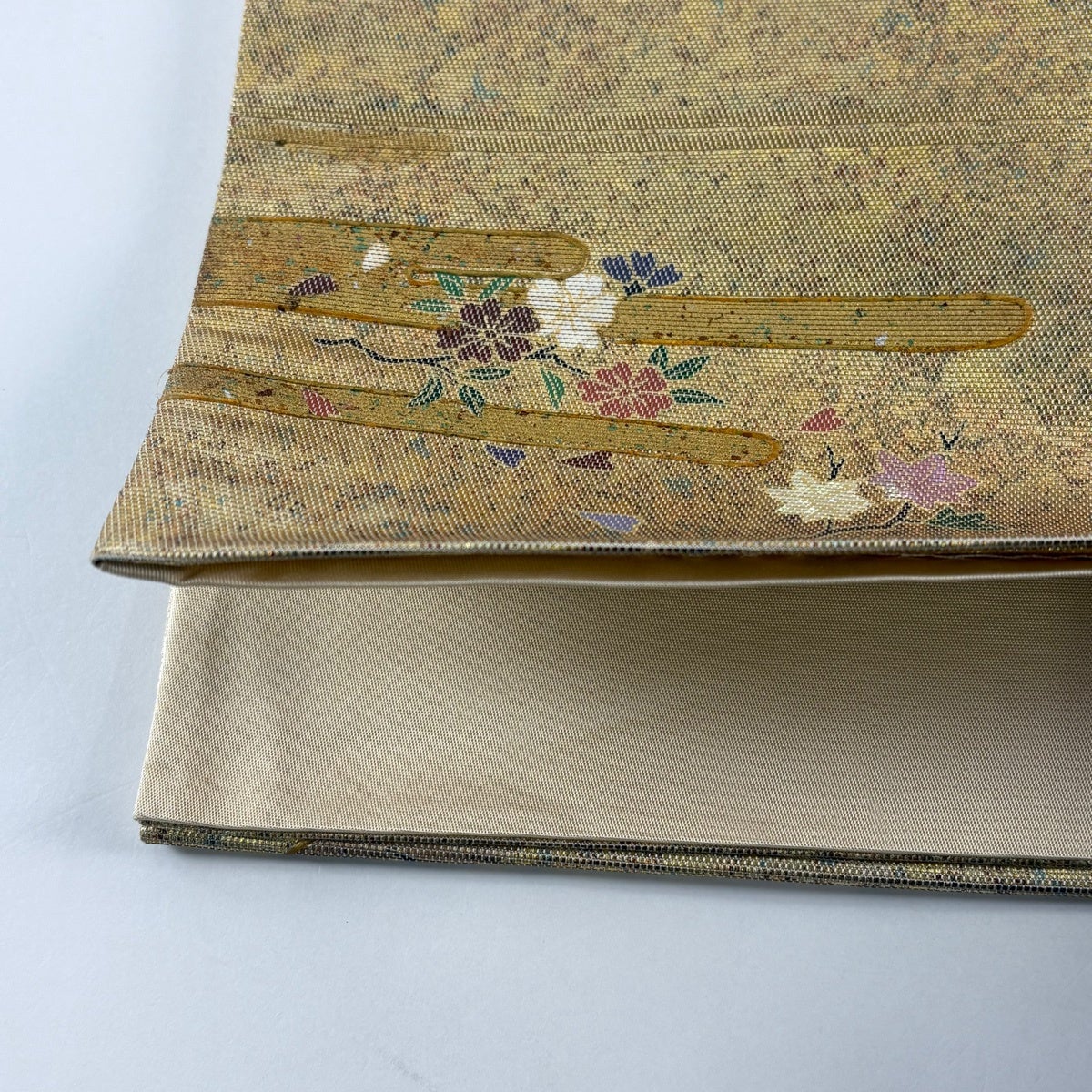 袋帯 秀品 風景 建物 螺鈿箔 金彩 金色 お太鼓柄 正絹｜中古・古着