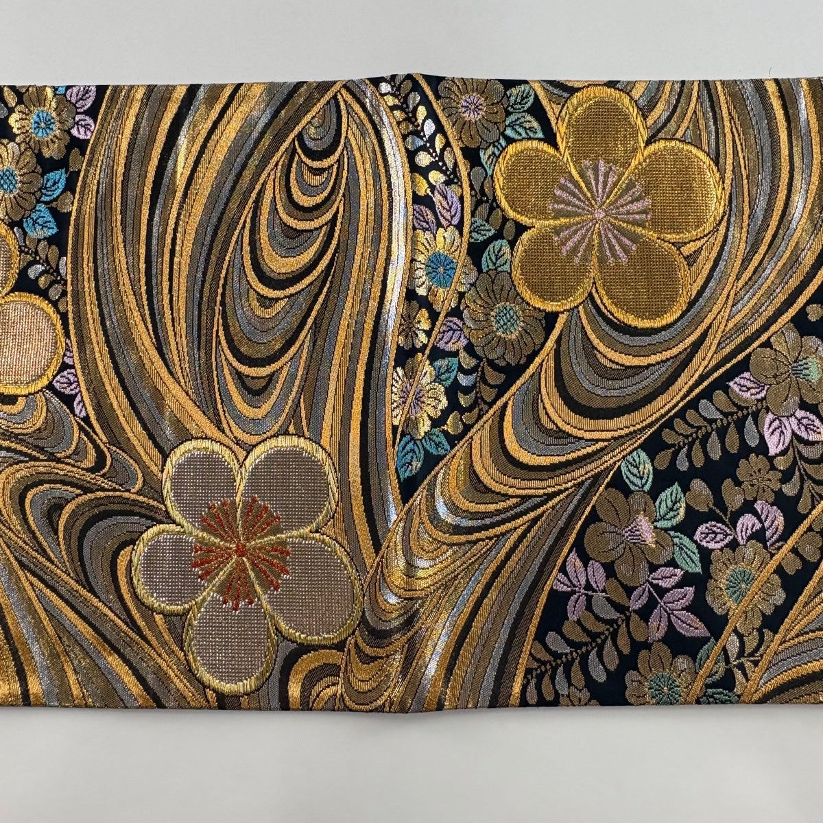 袋帯 秀品 梅 草花 金糸 箔 金色 六通 正絹｜中古・古着・リサイクル