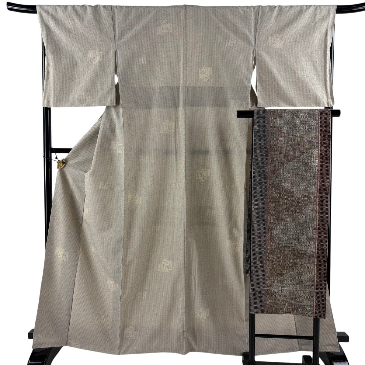 美品】 付下げ 身丈160.5cm 裄丈66.5cm M 袷 塩沢紬地 塩沢絣 証紙あり