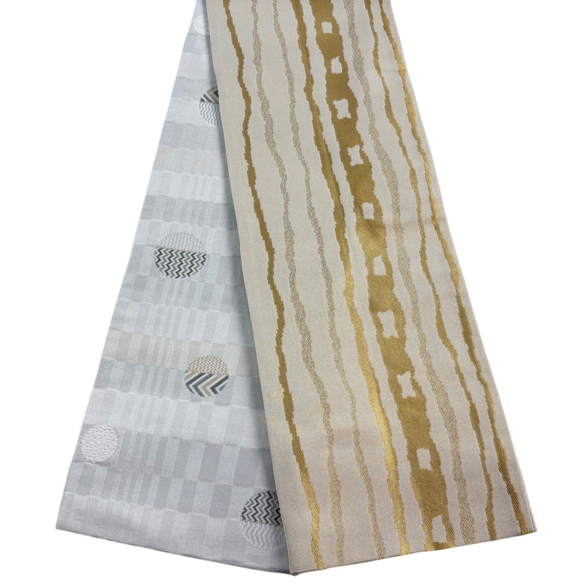 美品】半幅帯 優品 山本寛斎 落款あり 桜 縞 ピンク 化繊｜中古・古着