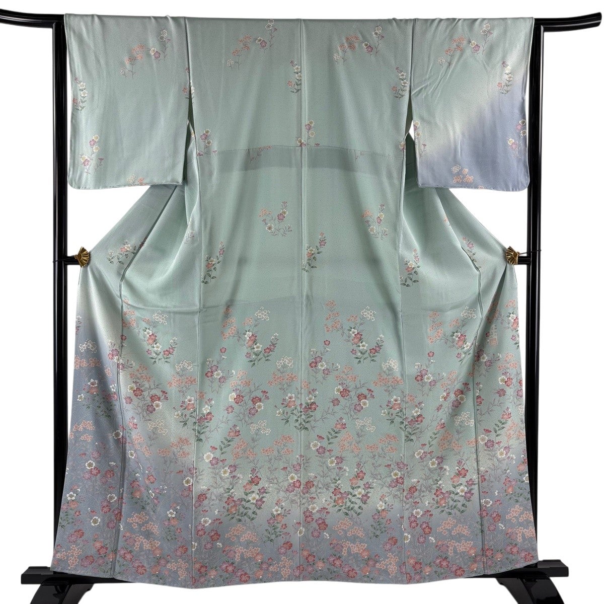 美品】 付下げ 身丈160cm 裄丈64cm M 袷 地主神社 落款あり 草花 撫子