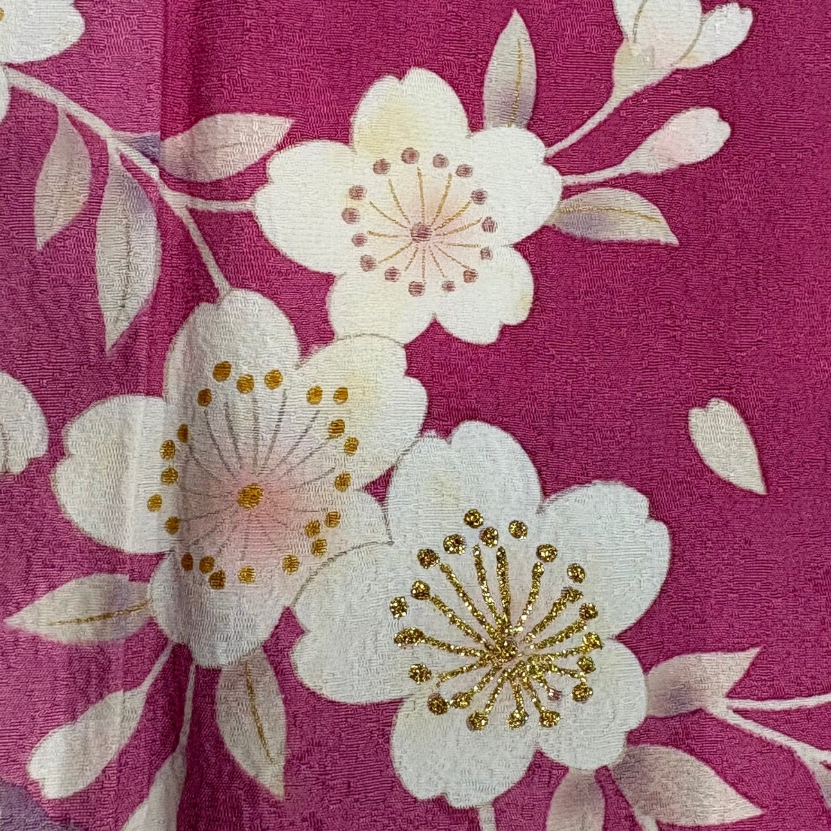 振袖 身丈156cm 裄丈63cm S 袷 雪輪 枝垂れ桜 ラメ 金彩 ピンク 正絹