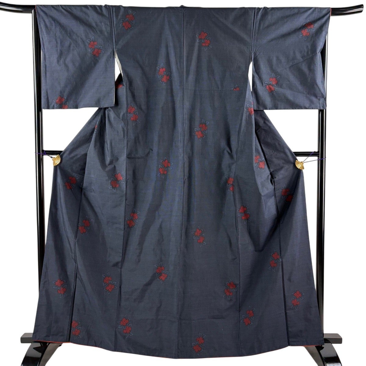 大島紬 逸品 身丈161.5cm 裄丈67.5cm 正絹 【中古】 大島紬 身丈164.5cm 裄丈65.5cm M 袷 証紙あり 草花 紺色 正絹 名品