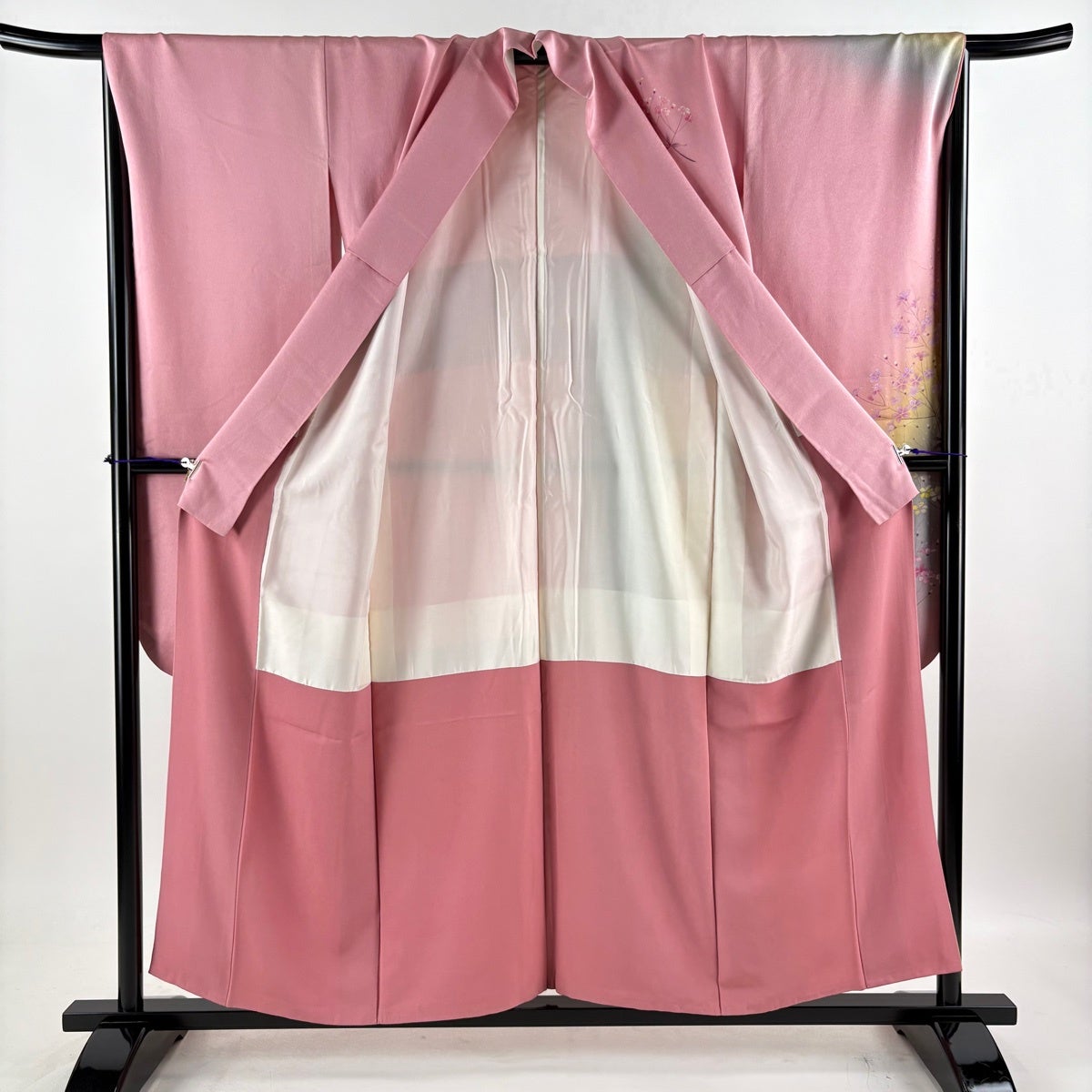振袖 身丈155.5cm 裄丈65.5cm M 袷 桜 金通し ぼかし ピンク 正絹 名品