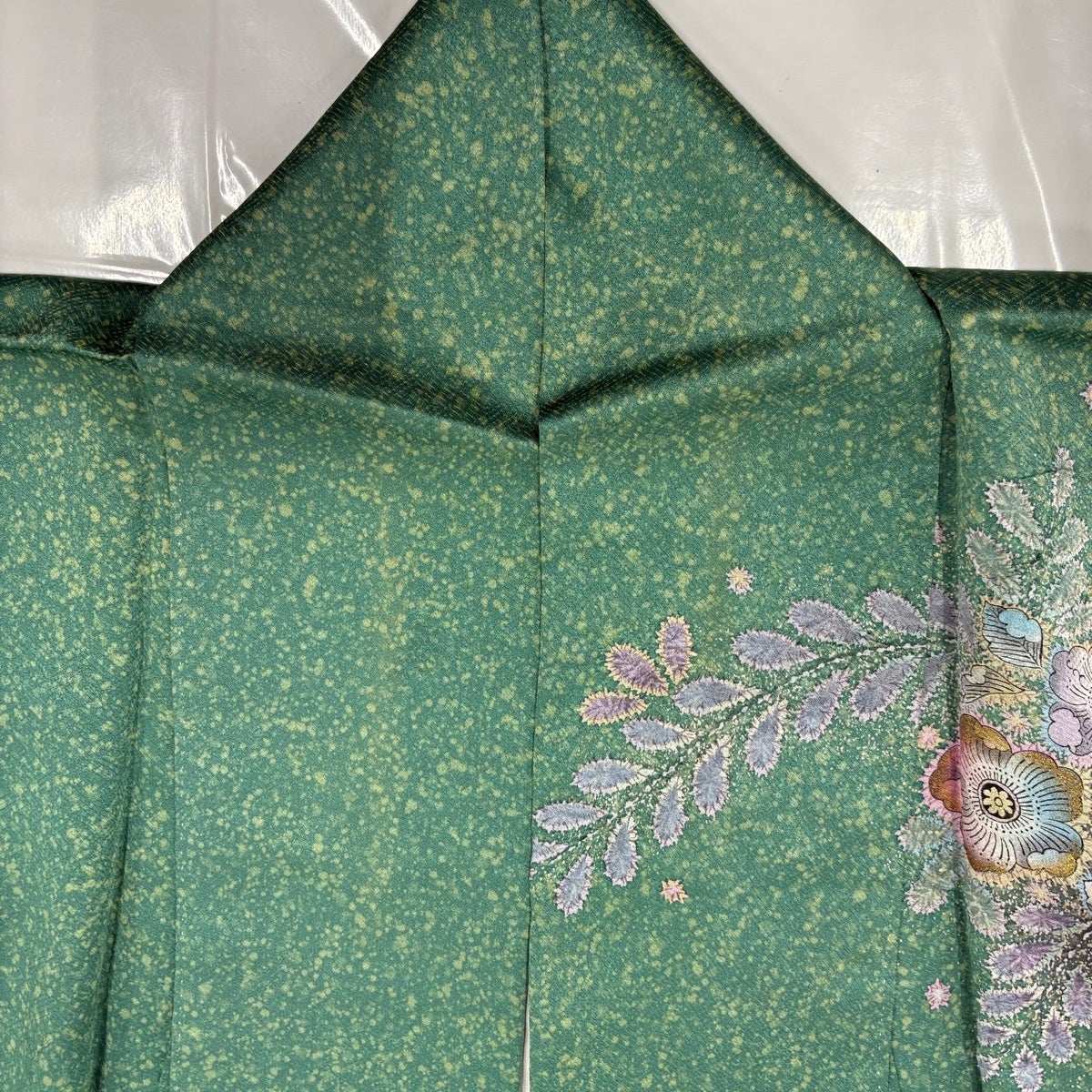 訪問着 身丈157.5cm 裄丈64cm M 袷 辻が花 金彩 ぼかし 緑 正絹 名品