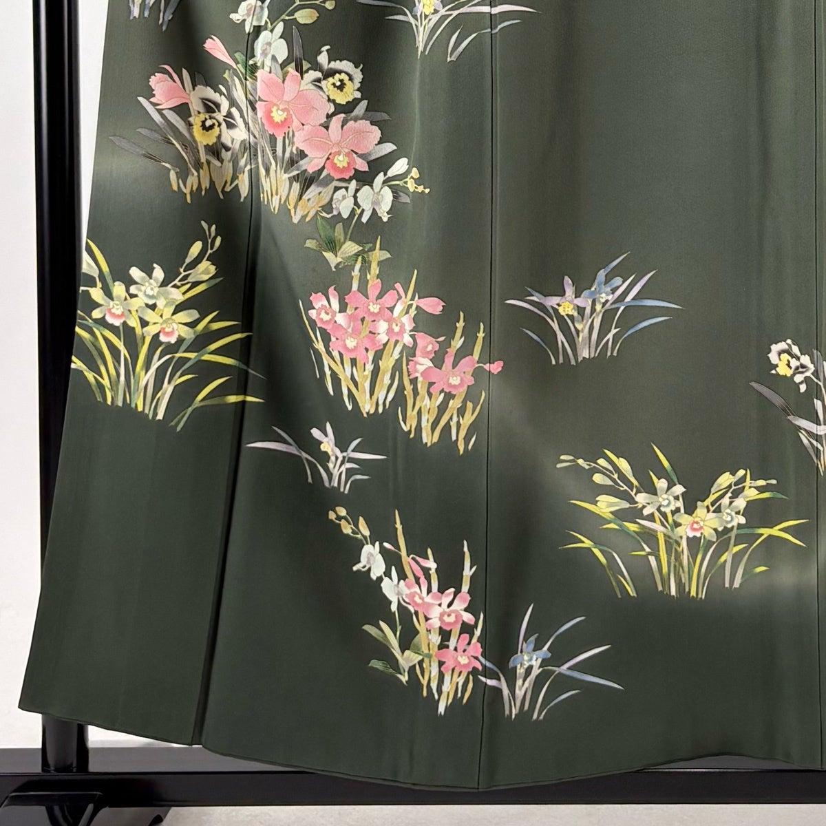 ★専用★美品 小紋 薄い灰緑 蛍ぼかし 身丈154cm 裄丈63cm 袷 お洒落 訪問着 身丈154.5cm 裄丈65cm M 袷 落款あり 草花 ぼかし 灰緑 正絹